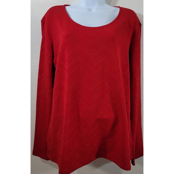 Cato Red Chevron Print Raised Textured Top XL Lightweight Soft Stretchy - Picture 1 of 5